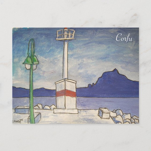 Cartão Postal Cartaz da velha fortaleza Corfu (Frente)