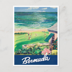 Cartão Postal Cartaz da viagens vintage das Bermudas