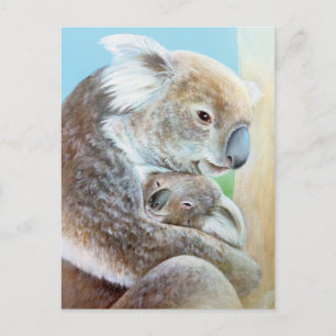 Cartão Postal Cartaz de "A abraçada de Koala", retrato de arte f