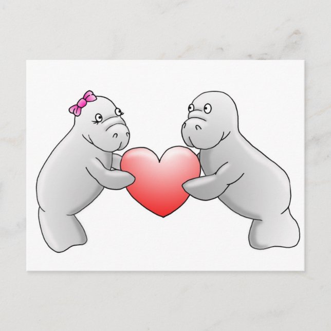 Cartão Postal Cartaz de amor manateado (Frente)