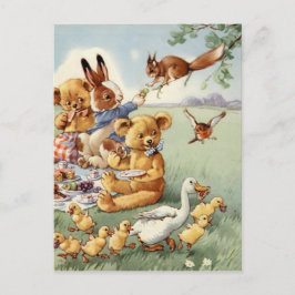 Cartão Postal Cartaz de animais da área florestal da Cuja Vintag