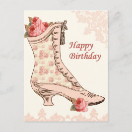 Cartão Postal Cartaz de aniversário com calçado e rosas