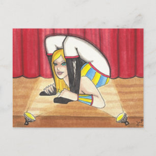 Cartão Postal Cartaz de arte do circo e do show lateral do Conto