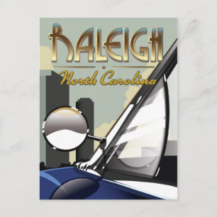 Cartão Postal cartaz de automóvel antigo de Raleigh Carolina do 