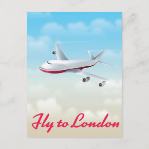 Cartão Postal Cartaz de avião Voar para Londres
