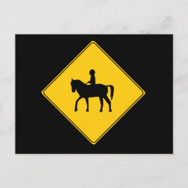 Cartão Postal Cartaz de aviso de estrada - Cavaleiro de cavalo