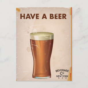 Cartão Postal Cartaz de Bar Vintage Tenha Uma Cerveja