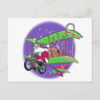 Cartão Postal Cartaz de bicicleta voadora de papais noeis