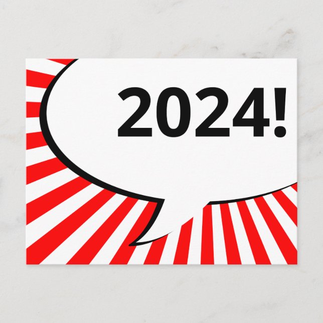 Cartão Postal Cartaz de bolhas em quadrinhos 2024 (Frente)