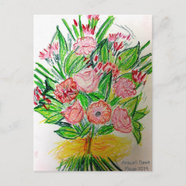 Cartão Postal Cartaz de Buquê Plano Rosa