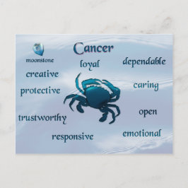 Cartão Postal Cartaz de características zodianas do cancer