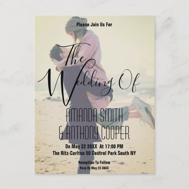 Cartão Postal Cartaz de casamento do orçamento da foto (Frente)