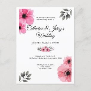 Cartão Postal Cartaz de casamento rosa-claro