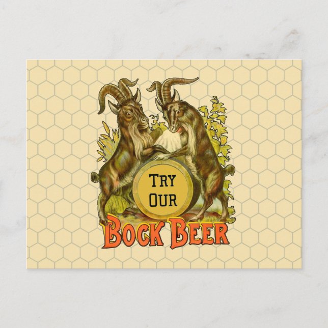 Cartão Postal Cartaz de Cerveja Bock Vintage: Antigo Salão de Bo (Frente)