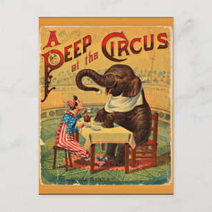 Cartão Postal Cartaz de Circo Antigo: Elefante de Circo