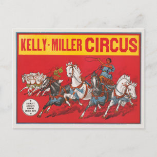 Cartão Postal Cartaz de Circo de Dois Homens em Carruagens Corre
