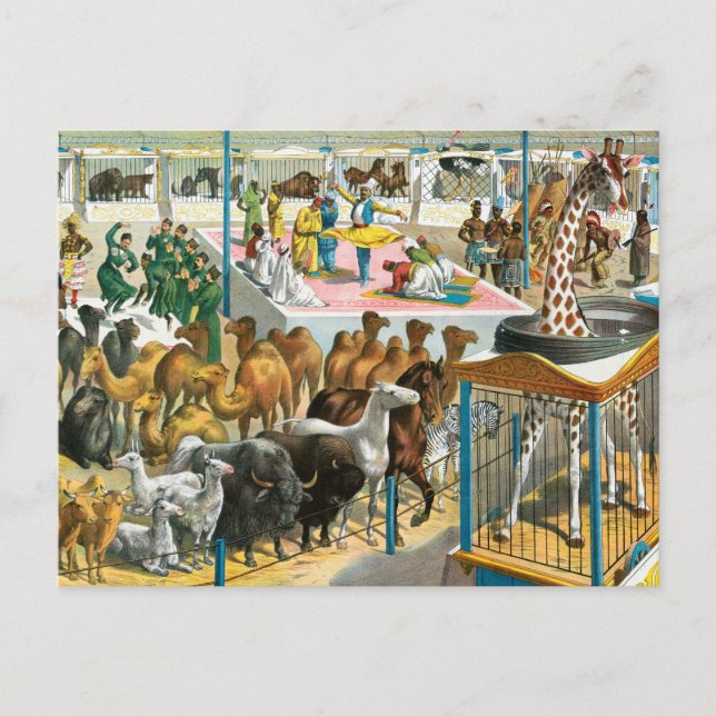 Cartão Postal Cartaz de Circo de Pessoas de Diferentes Nacionali (Frente)