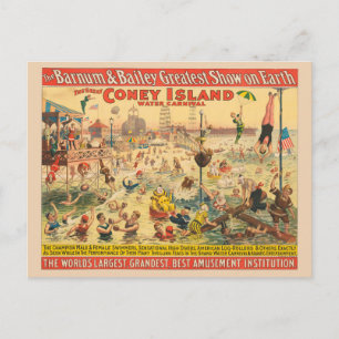 Cartão Postal Cartaz de Circo de Pessoas em Fantasias se Apresen