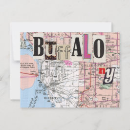 Cartão Postal Cartaz de colagem do Buffalo NY Maps