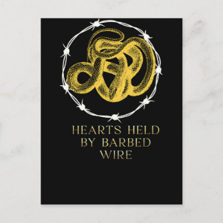 Cartão Postal Cartaz de Corações Detidos por Barbed Wire