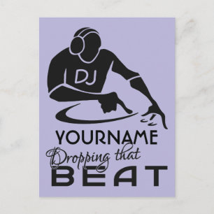 Cartão Postal Cartaz de cores e nome personalizado do DJ