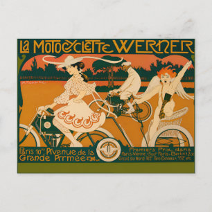 Cartão Postal Cartaz de corrida de motocicleta Art Nouveau vinta