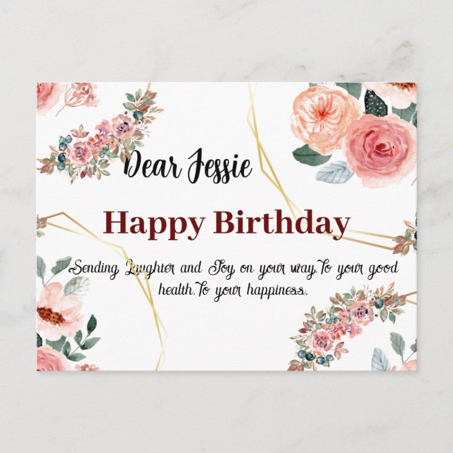 Cartão Postal Cartaz de desejos de aniversário (Frente)