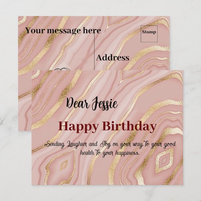 Cartão Postal Cartaz de desejos de aniversário (Frente/Verso)