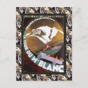 Cartão Postal Cartaz de Esqui Antigo, Le Tour du Mt Blanc