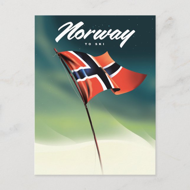 Cartão Postal Cartaz de esqui da Noruega (Frente)
