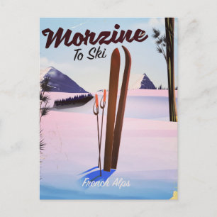 Cartão Postal Cartaz de esqui de Morzine, Alpes Franceses