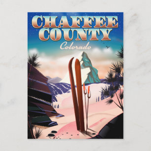 Cartão Postal Cartaz de esqui do Condado de Chaffee, Colorado.