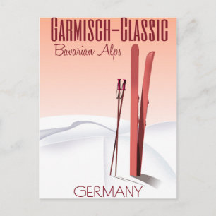 Cartão Postal Cartaz de esqui dos Alpes Bávaros, Garmisch Classi