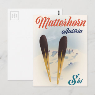 Cartão Postal Cartaz de esqui na Áustria Matterhorn.