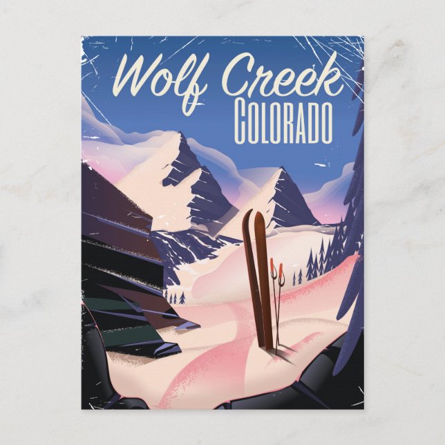 Cartão Postal Cartaz de esqui Wolf Creek Colorado (Frente)