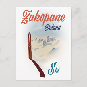 Cartão Postal Cartaz de esqui Zakopane Polônia