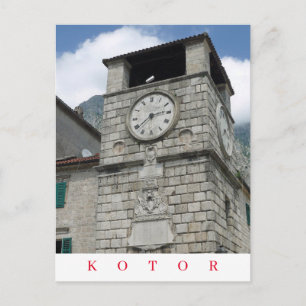 Cartão Postal Cartaz de exibição em torre de relógio do Monteneg
