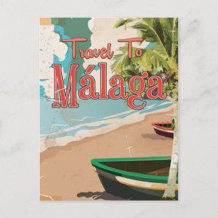 Cartão Postal Cartaz de férias antigo de Málaga, Espanha