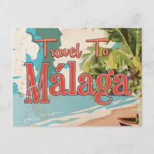 Cartão Postal Cartaz de férias antigo de Málaga, Espanha