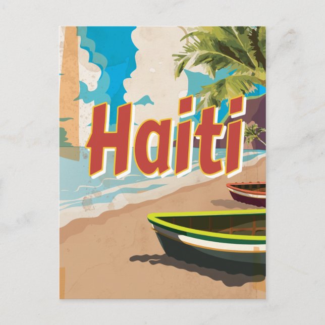 Cartão Postal Cartaz de férias antigo do Haiti (Frente)