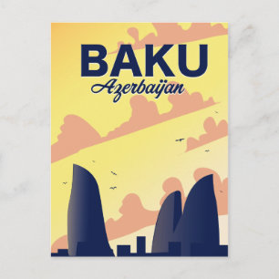 Cartão Postal Cartaz de férias das Flame Towers em Baku Azerbaij