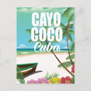 Cartão Postal Cartaz de férias de praia cubanas em Cayo Coco
