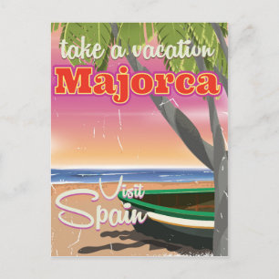 Cartão Postal Cartaz de férias de praia vintage em Maiorca, Espa