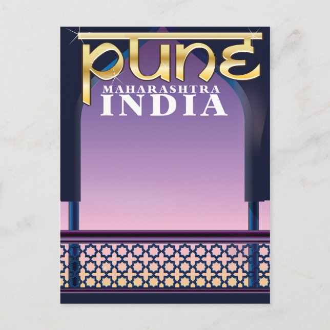 Cartão Postal cartaz de férias de Pune, Maharashtra Índia (Frente)
