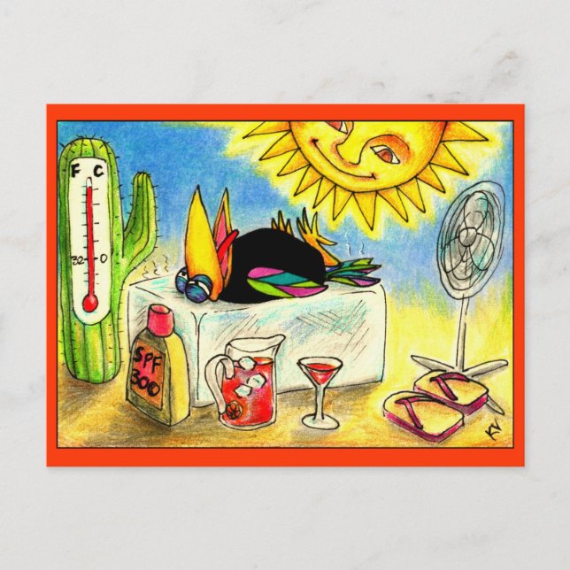 Cartão Postal Cartaz de Férias de Verão Crow Engraçado (Frente)
