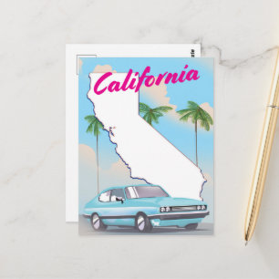 Cartão Postal Cartaz de férias estilo vintage da Califórnia