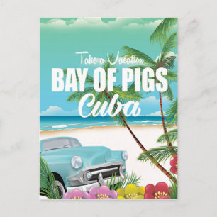 Cartão Postal Cartaz de férias na praia da Baía dos Porcos, Cuba