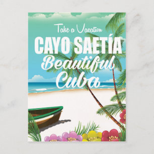 Cartão Postal Cartaz de férias na praia de Cayo Saetía Cuba
