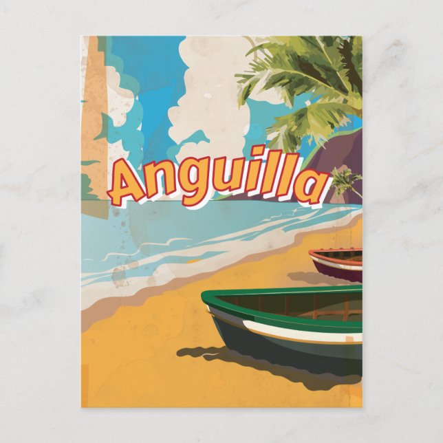 Cartão Postal Cartaz de férias retrô de Anguilla (Frente)