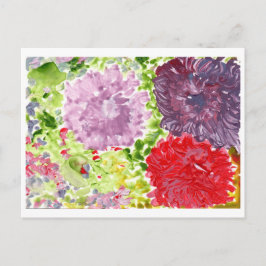 Cartão Postal Cartaz de flores roxas e rosa enormes